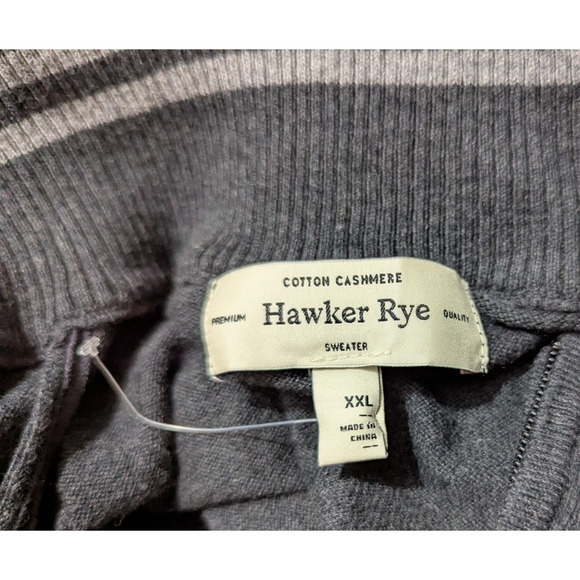 New Hawker Rye sz XXL Knit Mock Neck Hoodie Sweater gray cotton cashmere 4391 - Picture 5 of 6